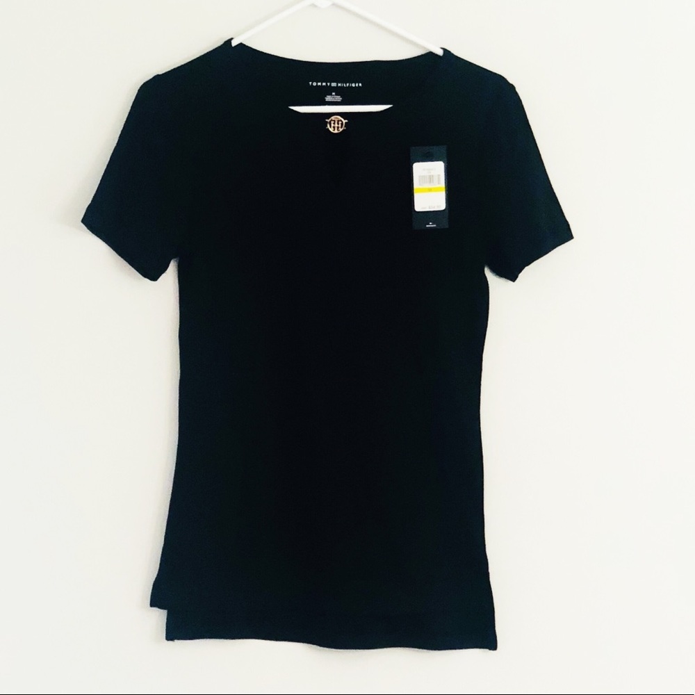 NWT Tommy Hilfiger Short Sleeve Black Shirt Medium